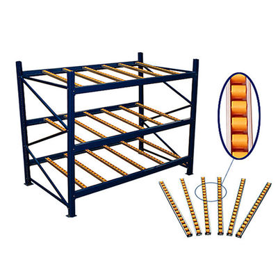 Industrial Warehouse Carton Flow Rack Powder Coating 100-1000 Kgs Per Bed Light