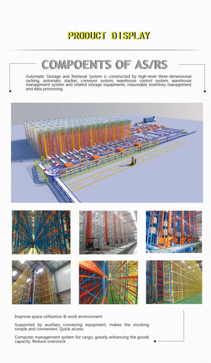 تخزين OEM نظام مستودع آلي بالكامل ASRS الأصفر الأزرق اللون 0